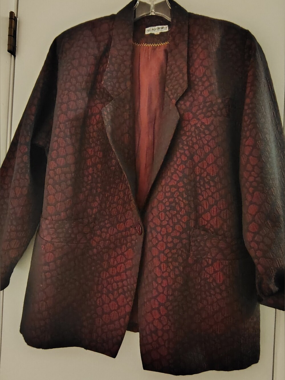 Sya Re Fashion burgundy black Animal Print blazer